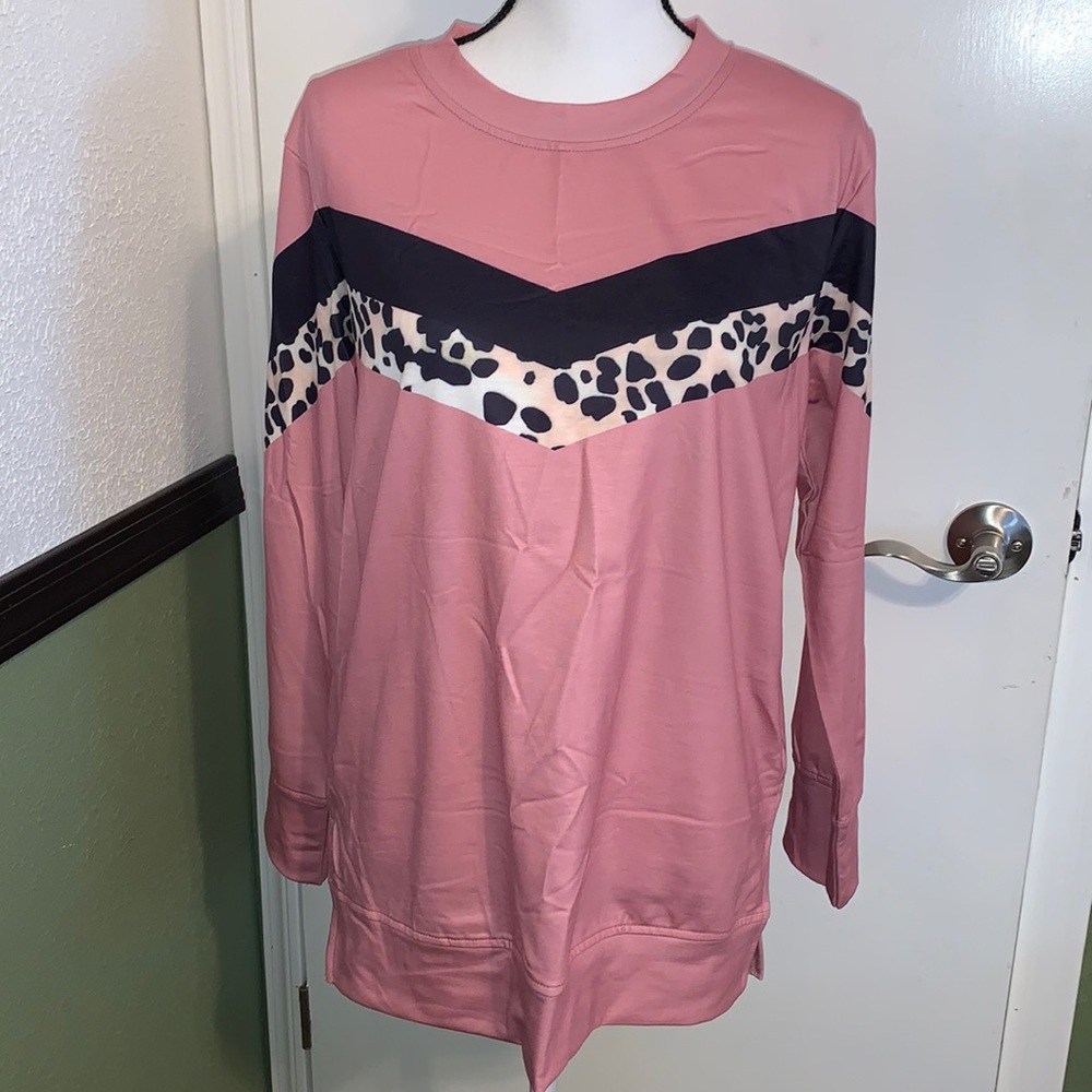 Women's Casual Crewneck Sweatshirt Long Sleeve Loose Side Split Pullover Tops